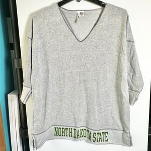 Y2K North Dakota State Fleece Pullover Women XS Flying Colors USA Oversize 3/4SL